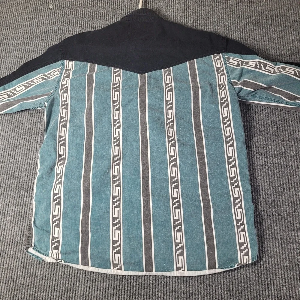 Vintage Y2K Rodeo‎ Active Western Aztec Geometric Long Sleeve Shirt Size XL